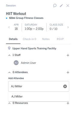 Add Attendee to Class from Session Summary