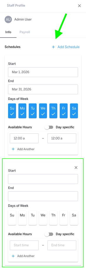 Add Schedule Button