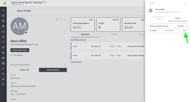 Edit Credits in Drawer