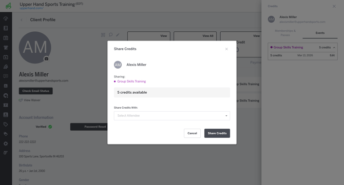 Share Credits Modal Default