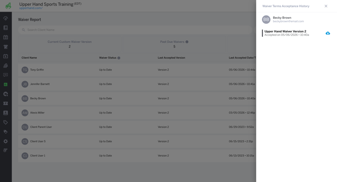 Waiver Report-View Client Acceptance History