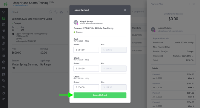 Payment Plans Refund Modal