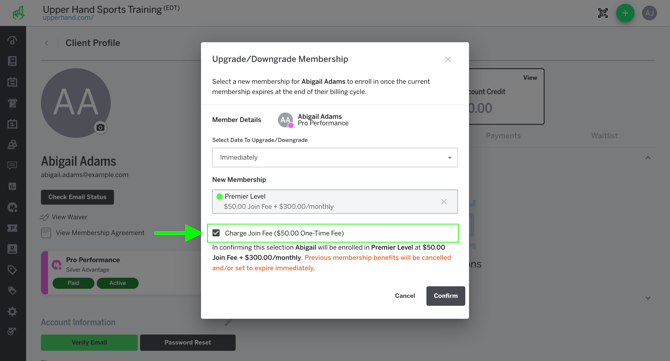 UpgradeDowngrade - Join Fee Checked