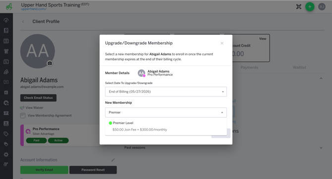 UpgradeDowngrade - Search For Membership